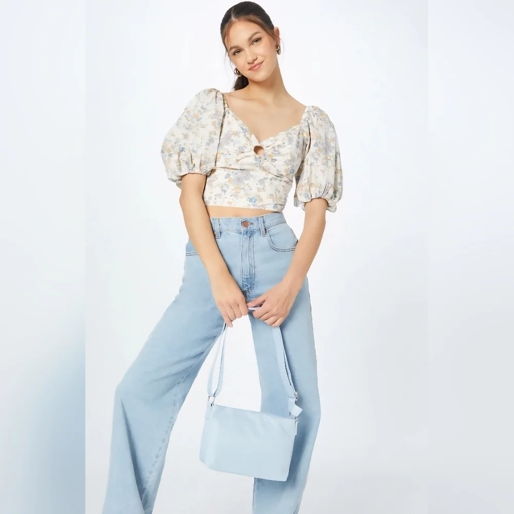 Abercrombie & Fitch Ditsy Floral Lined Puff Ballon Sleeve Crop Top - Size Medium
